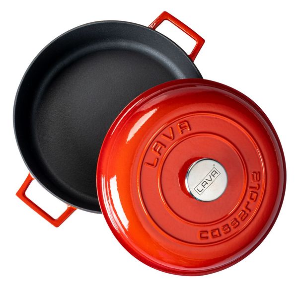 Кастрюля чугунная эмалированная красная, 28 см, 3,51 л, LAVA, Диаметр, см: 28, Объем, мл: 3510, Цвет: Красный, изображение 3