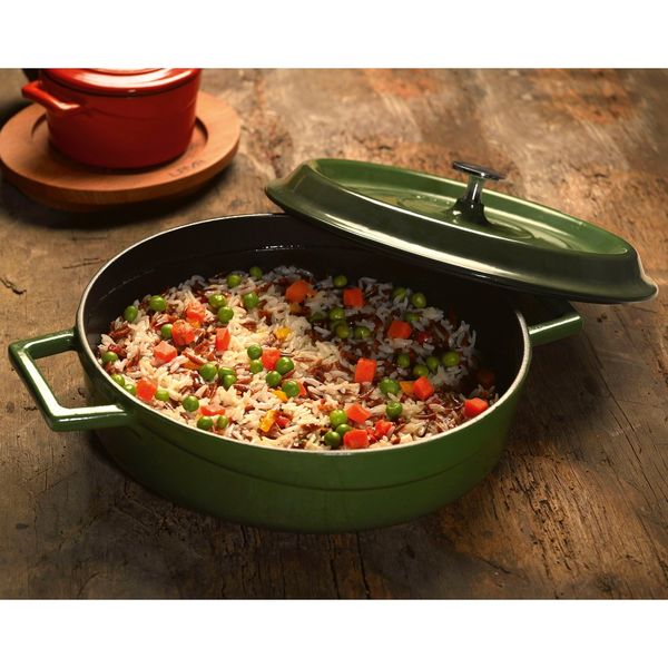 Кастрюля чугунная эмалированная красная с крышкой, 32 см, 5,66 л, LAVA, изображение 7