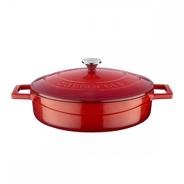 Кастрюля чугунная эмалированная красная с крышкой, 24 см, 2,47 л, LAVA, Диаметр, см: 24, Объем, мл: 2470, Цвет: Красный