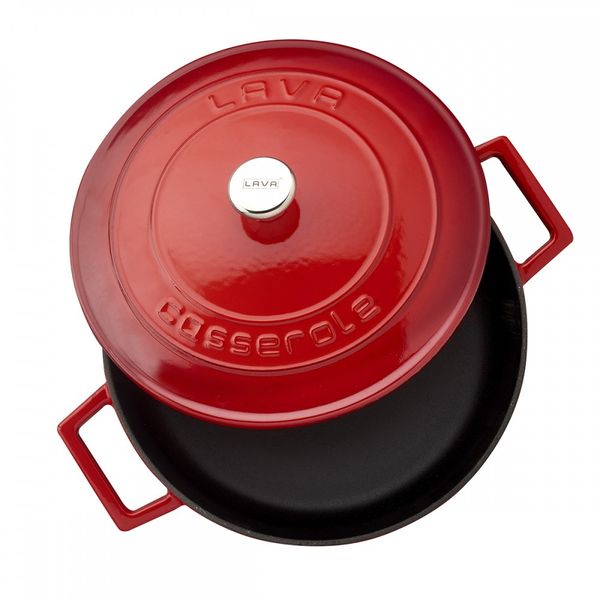 Кастрюля чугунная эмалированная красная с крышкой, 24 см, 2,47 л, LAVA, Диаметр, см: 24, Объем, мл: 2470, Цвет: Красный, изображение 3