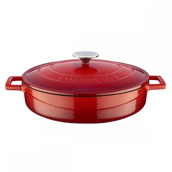 Кастрюля чугунная эмалированная красная, 28 см, 3,51 л, LAVA