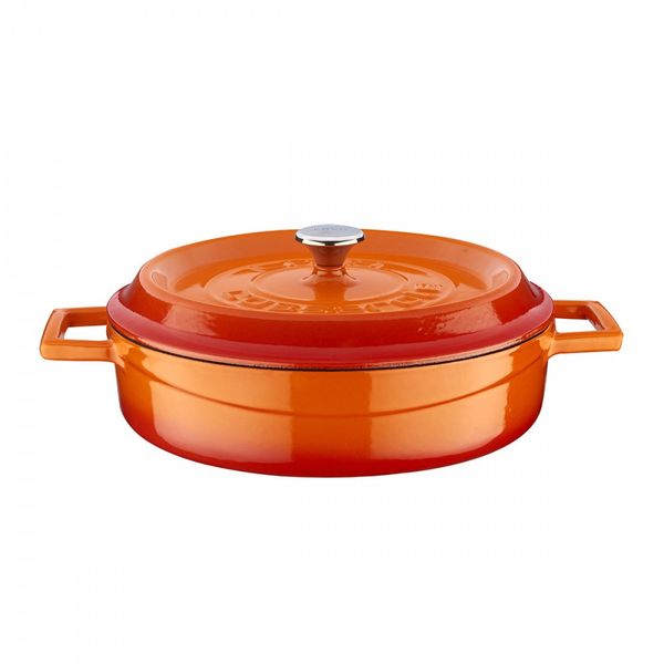 Кастрюля чугунная эмалированная оранжевая, 24 см, 2,47 л, LAVA, Диаметр, см: 24, Объем, мл: 2470, Цвет: Оранжевый