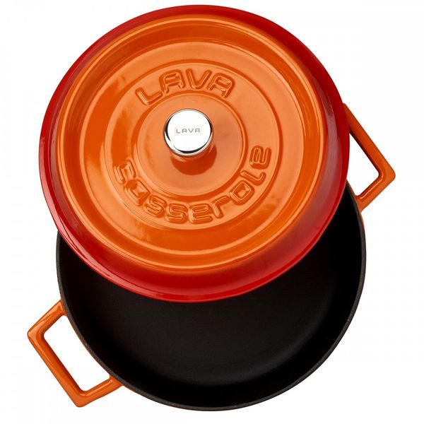 Кастрюля чугунная эмалированная оранжевая, 24 см, 2,47 л, LAVA, Диаметр, см: 24, Объем, мл: 2470, Цвет: Оранжевый, изображение 2