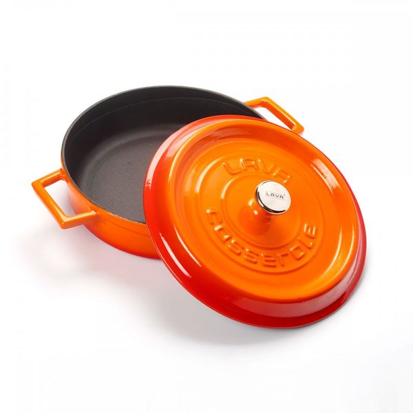 Кастрюля чугунная эмалированная оранжевая, 24 см, 2,47 л, LAVA, Диаметр, см: 24, Объем, мл: 2470, Цвет: Оранжевый, изображение 3