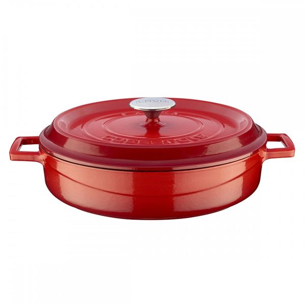 Кастрюля чугунная эмалированная красная, 28 см, 3,51 л, LAVA