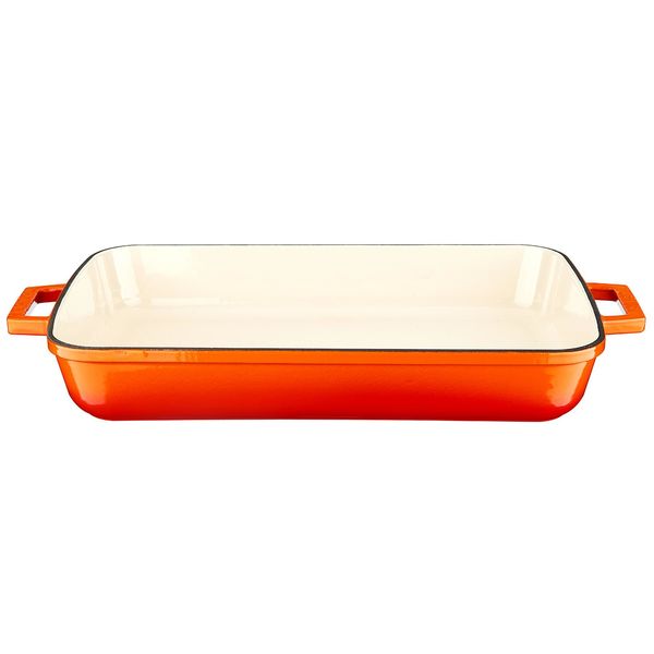 Форма для запекания чугунная эмалированная оранжевая 26*40 см, 4,8 л, LAVA, изображение 2