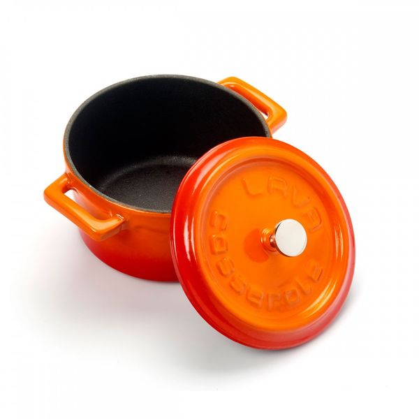 Кастрюля порционная круглая чугунная эмалированная оранжевая, 10 см, 0,35 л, LAVA, Диаметр, см: 10, Цвет: Оранжевый, изображение 3