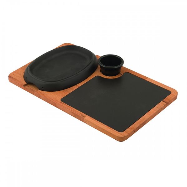 Сковорода овальная чугунная на деревянной подставке, 12*19 см, LAVA, изображение 2