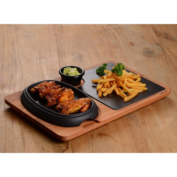 Сковорода овальная чугунная на деревянной подставке, 12*19 см, LAVA, изображение 3