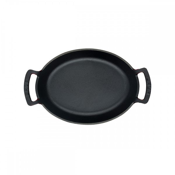 Сковорода чугунная эмалированная красная с 2-мя ручками, 27x20 см, LAVA, изображение 2