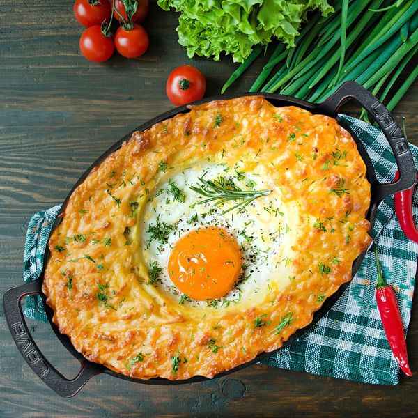 Сковорода чугунная эмалированная красная с 2-мя ручками, 27x20 см, LAVA, изображение 4