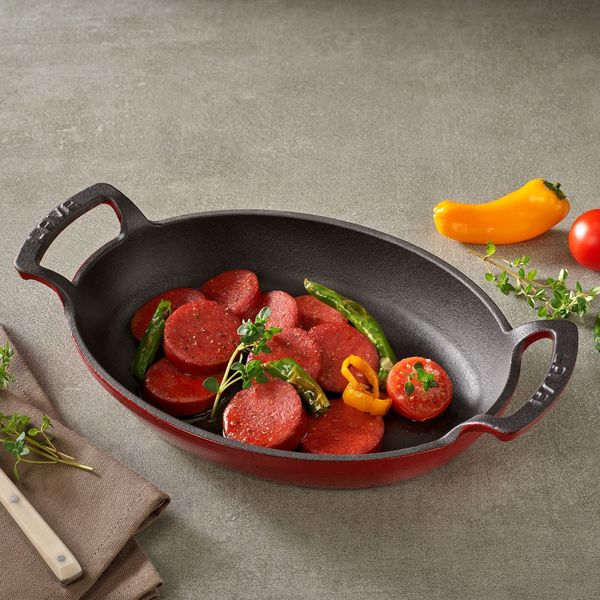 Сковорода овальная чугунная с 2-мя ручками на деревянной подставке, 19*14 см, 0,54 л, LAVA, изображение 3