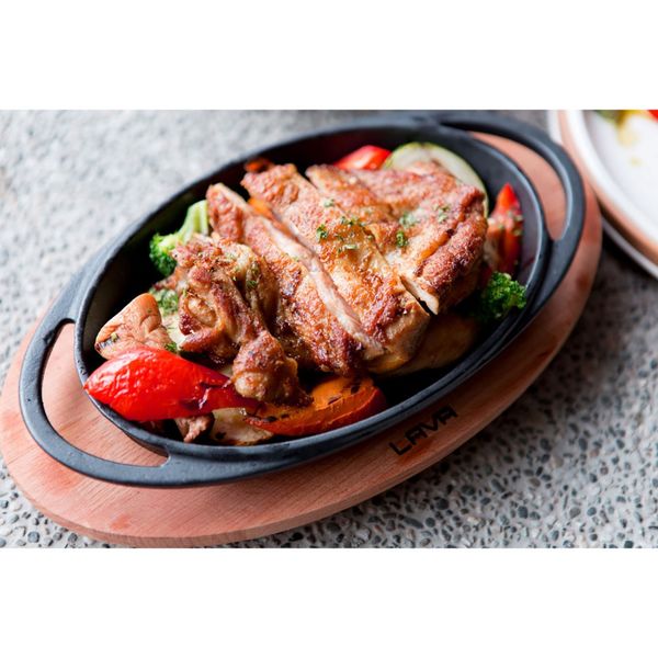 Сковорода овальная чугунная с 2-мя ручками на деревянной подставке, 21*14 см, LAVA, изображение 5