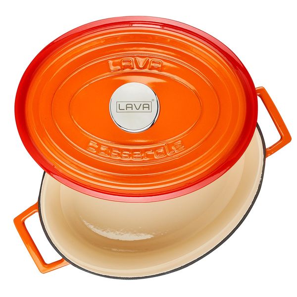 Утятница чугунная эмалированная оранжевая 23*29 см, 4,7 л, LAVA, изображение 4