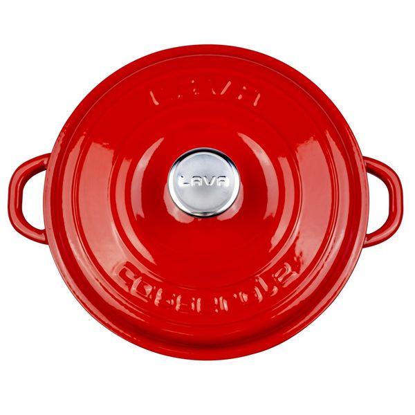 Кастрюля чугунная эмалированная красная с крышкой, 28 см, 3,26 л, LAVA, изображение 3
