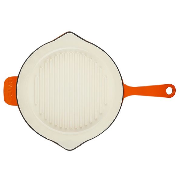 Сковорода-гриль чугунная эмалированная оранжевая 28 см, 2,16 л, LAVA, изображение 3