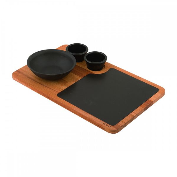 Набор для подачи: салатник чугунный на деревянной подставке, 12 см, LAVA, изображение 2