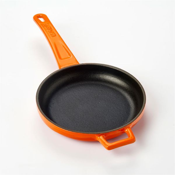Сковорода чугунная эмалированная оранжевая 16 см, 400 мл, LAVA, изображение 4