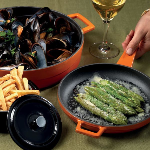 Сковорода чугунная эмалированная оранжевая 20 см, 770 мл, LAVA, изображение 9