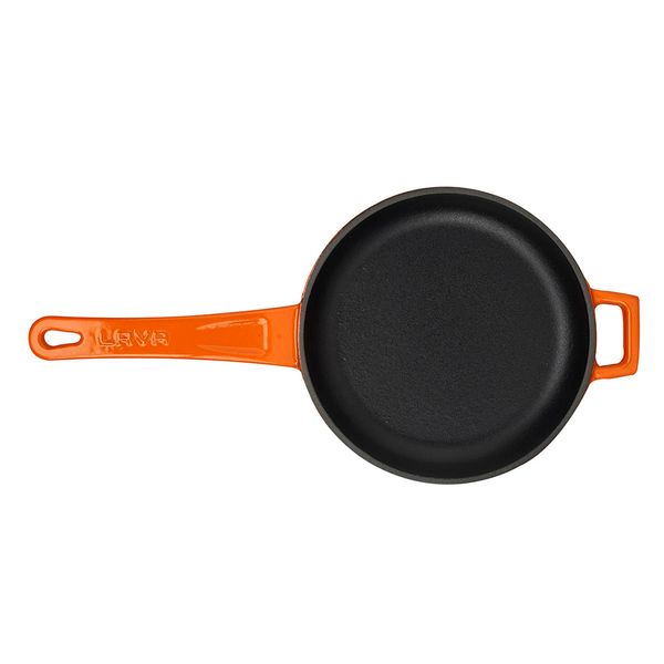 Сковорода чугунная эмалированная оранжевая 16 см, 400 мл, LAVA, изображение 5