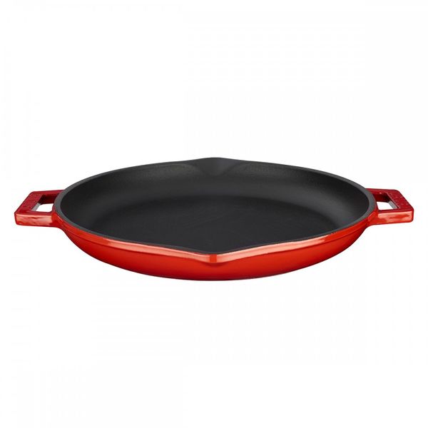 Сковорода чугунная эмалированная красная с 2-мя ручками, 30 см, LAVA, изображение 2