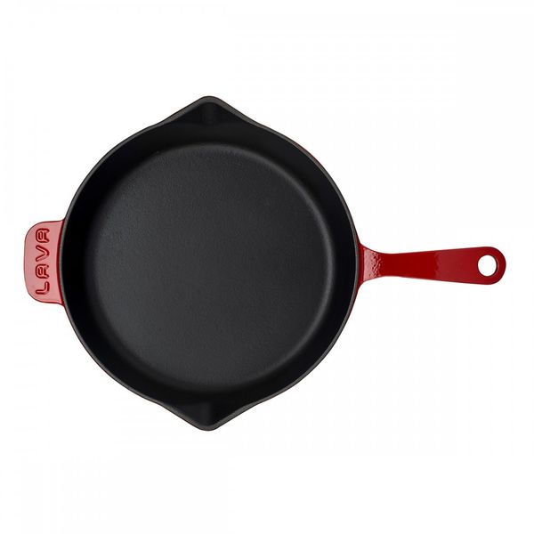 Сковорода чугунная эмалированная красная, 28 см, LAVA, Диаметр, см: 28, Цвет: Красный, изображение 3