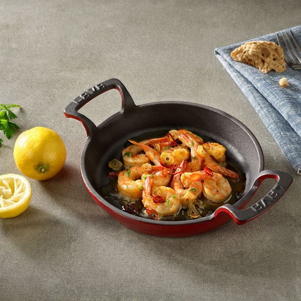 Сковорода круглая чугунная с 2-мя ручками на деревянной подставке, 16 см, LAVA, Диаметр, см: 16, Цвет: Красный, изображение 3