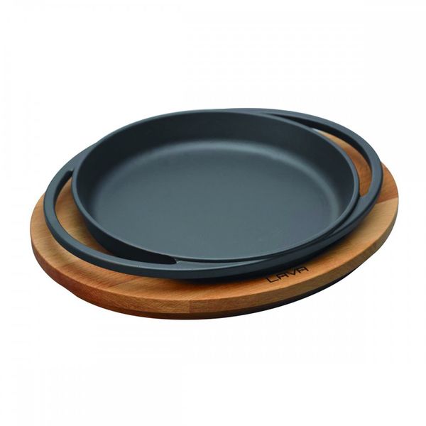 Сковорода чугунная с 2-мя ручками на деревянной подставке, 20 см, LAVA, Диаметр, см: 20, Объем, мл: 650, Цвет: Черный, изображение 2