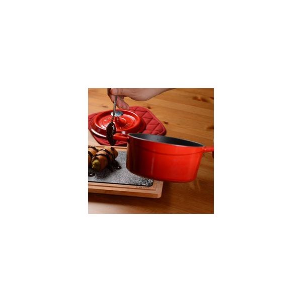 Сотейник чугунный эмалированный красный со стеклянной крышкой, 16 см, 1,35 л, LAVA, изображение 5