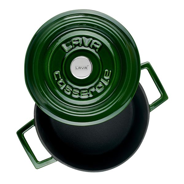 Кастрюля чугунная эмалированная зеленая с крышкой 20 см, 2,8 л, LAVA, изображение 2