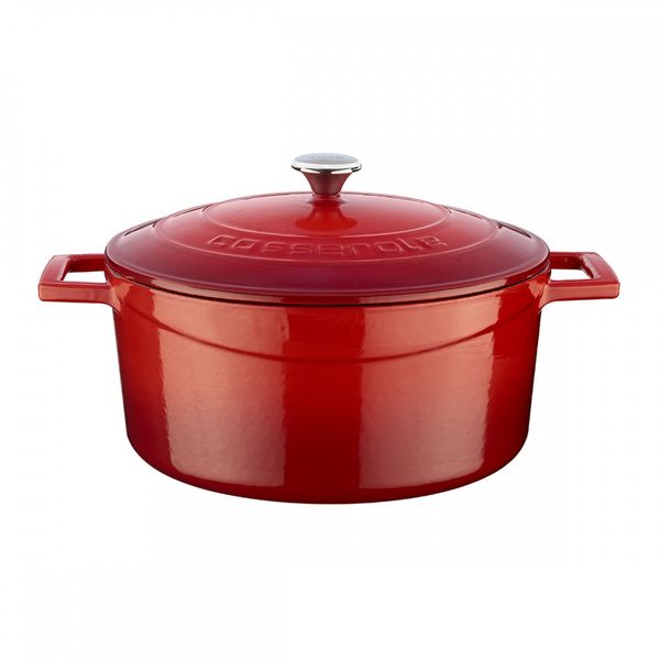 Кастрюля чугунная эмалированная красная, 24 см, 4,49 л, LAVA