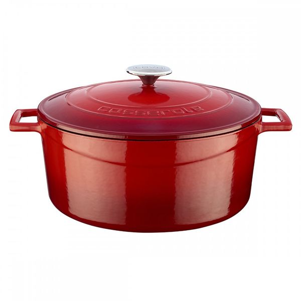 Кастрюля чугунная эмалированная красная, 28 см, 6,71 л, LAVA