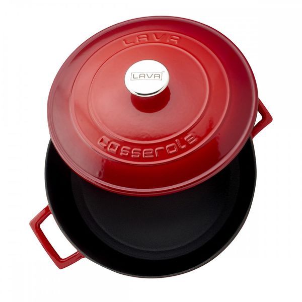 Кастрюля чугунная эмалированная красная, 28 см, 6,71 л, LAVA, изображение 4
