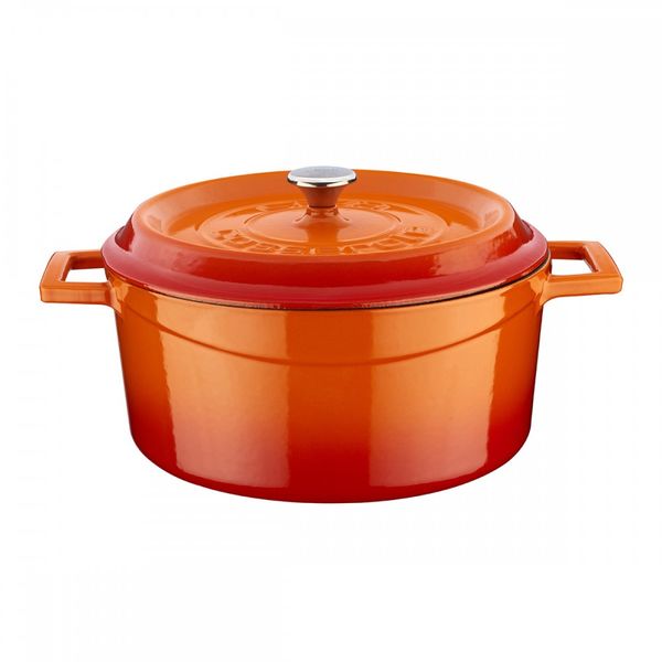 Кастрюля чугунная эмалированная оранжевая, 24 см, 4,49 л, LAVA