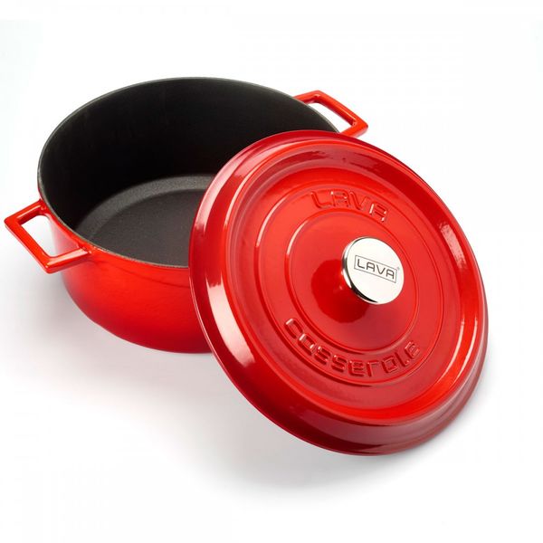 Кастрюля чугунная эмалированная красная, 28 см, 6,71 л, LAVA, Диаметр, см: 28, Объем, мл: 6710, Цвет: Красный, изображение 4
