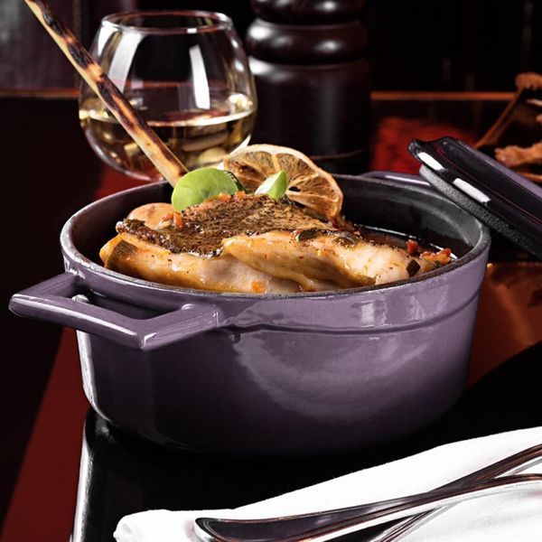 Кастрюля чугунная эмалированная фиолетовая со стеклянной крышкой, 24 см, 4,49 л, LAVA, изображение 2