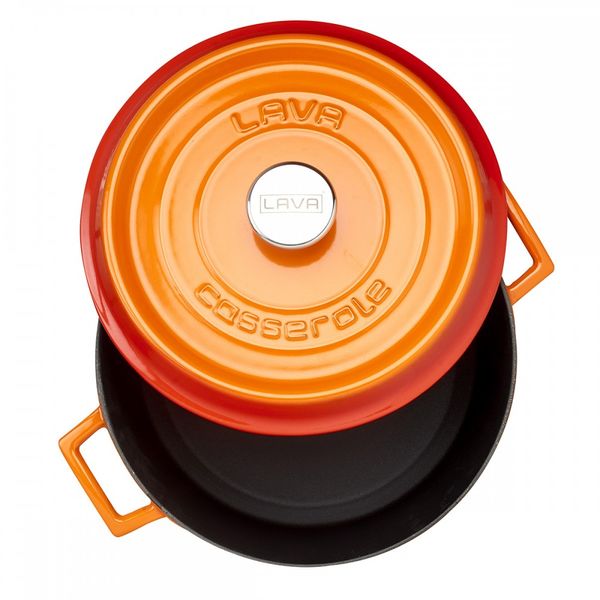 Кастрюля чугунная эмалированная оранжевая, 28 см, 6,71 л, LAVA, Диаметр, см: 28, Объем, мл: 6710, Цвет: Оранжевый, изображение 4