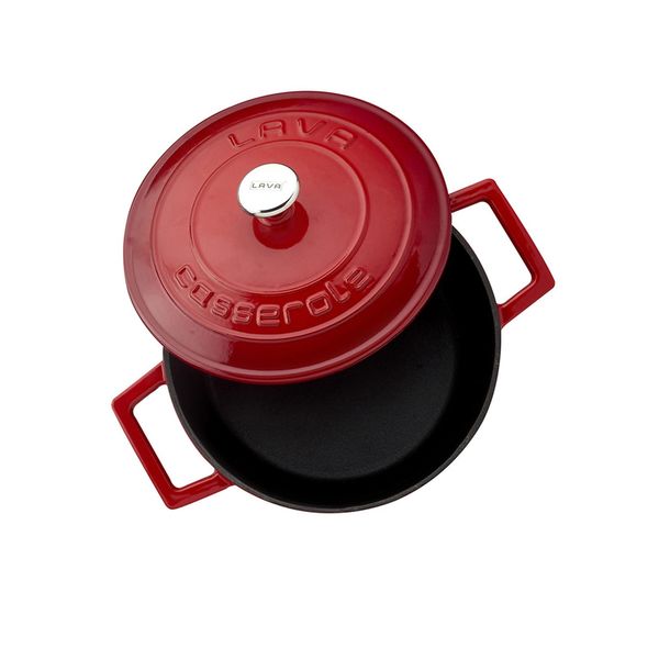 Кастрюля чугунная эмалированная красная с крышкой 22 см, 3,4 л, LAVA, изображение 3