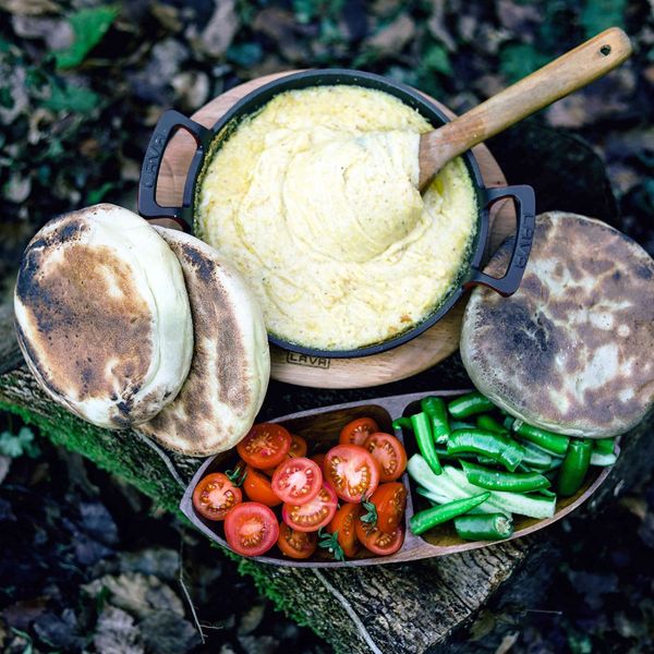 Сковорода круглая чугунная с 2-мя ручками на деревянной подставке, 20 см, 0,83 л, LAVA, Диаметр, см: 20, Цвет: Красный, изображение 4