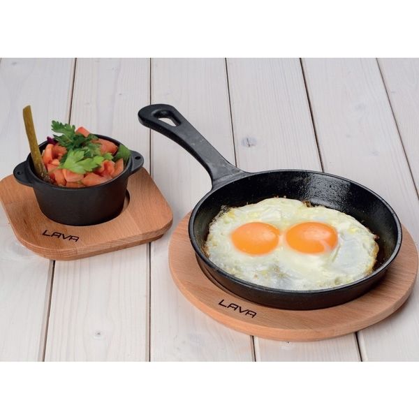 Сковорода круглая чугунная на деревянной подставке, 16 см, LAVA, Диаметр, см: 16, Цвет: Черный, изображение 7