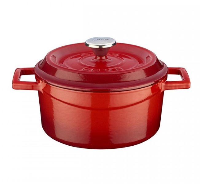 Кастрюля чугунная эмалированная красная с крышкой, 11 см, 0,76 л, LAVA, изображение 2
