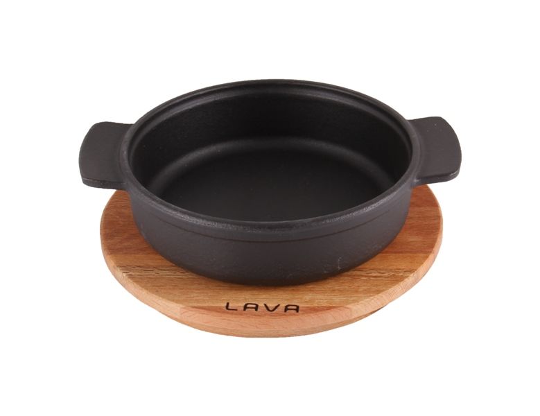 Сковорода чугунная с 2-мя ручками на деревянной подставке, 14 см, 0,35 л, LAVA, Диаметр, см: 14, Цвет: Черный, изображение 2