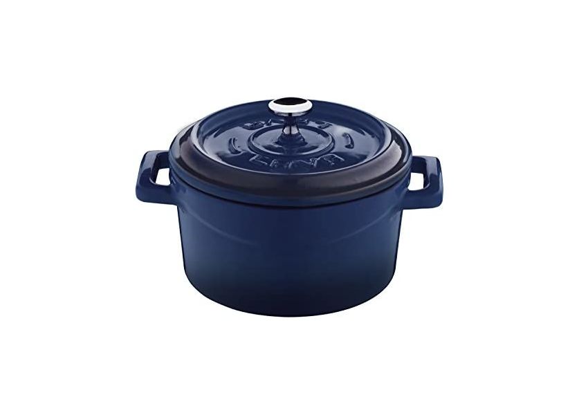 Кастрюля порционная круглая чугунная эмалированная синяя, 10 см, 0,35 л, LAVA, Диаметр, см: 10, Цвет: Синий, изображение 2